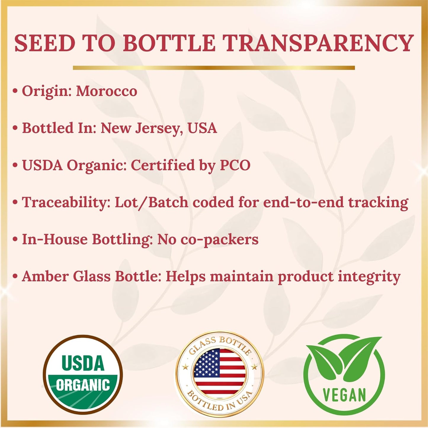 Argan Oil – 100% Pure, Cold-Pressed & Unrefined USDA Organic Moroccan Argan Oil for Hair, Face & Skin, Organic Argan Oil Hair Treatment for Dry, Damaged Hair- 4 Fl Oz Glass Bottle with Dropper