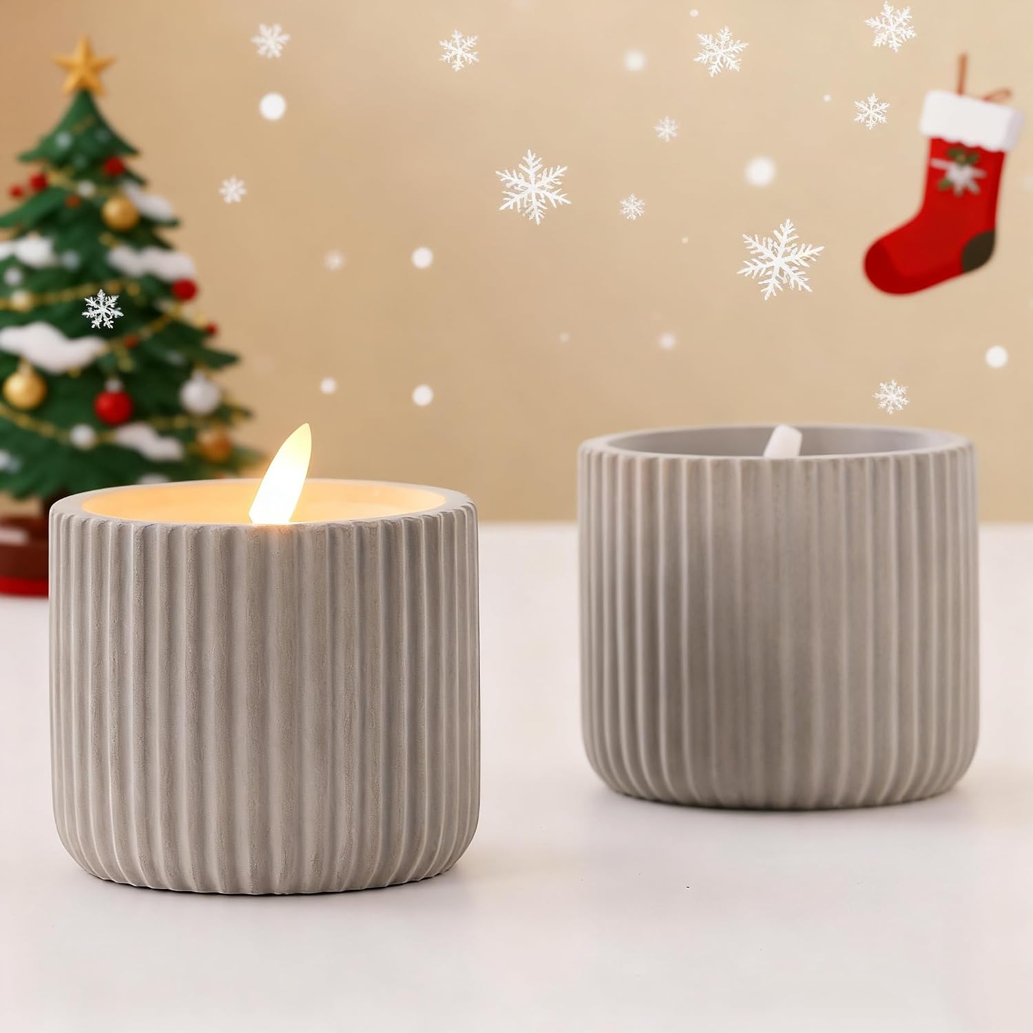 Flameless Christmas Candles,2 Pack Christmas Decorations Flameless Candles Battery Operated Candles for Christmas Home Decoration