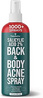 Back Acne Spray, 2% Salicylic Acid (BHA) Body Acne Spray, Fast-Drying Tea Tree Oil + Aloe Mist for Back, Chest, Shoulders & Butt, 4 fl oz