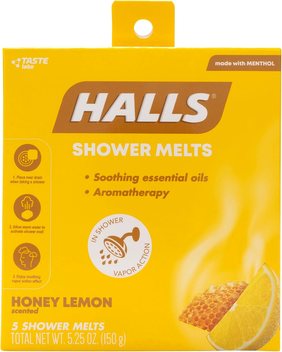 Halls Soothing Shower Melts 5 Pack - Honey Lemon Scented Aromatherapy Shower Steamers with Essential Oils