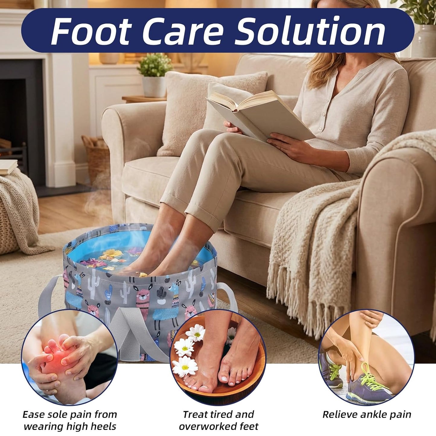 Foldable Bucket for Soaking Feet, Portable Foot Bath Tub Spa Basin Feet Soaking Tub for Travel, Home Pedicure & Outdoor Camping Foot Beauty(Grey)