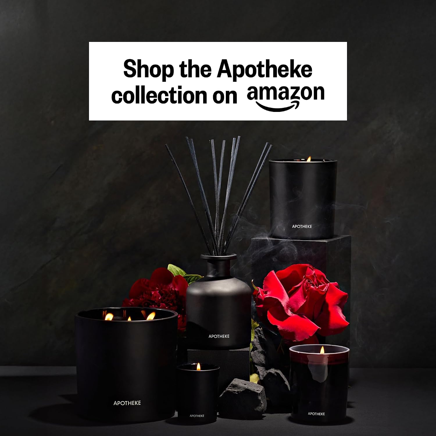 Apotheke Signature Scented Candles for Home, Charcoal - 10.5 oz - Soy Wax, Non Toxic, Large Jar - Luxury Black Candle Gifts for Women & Men - Cedarwood, Sandalwood, Oud, and Amber