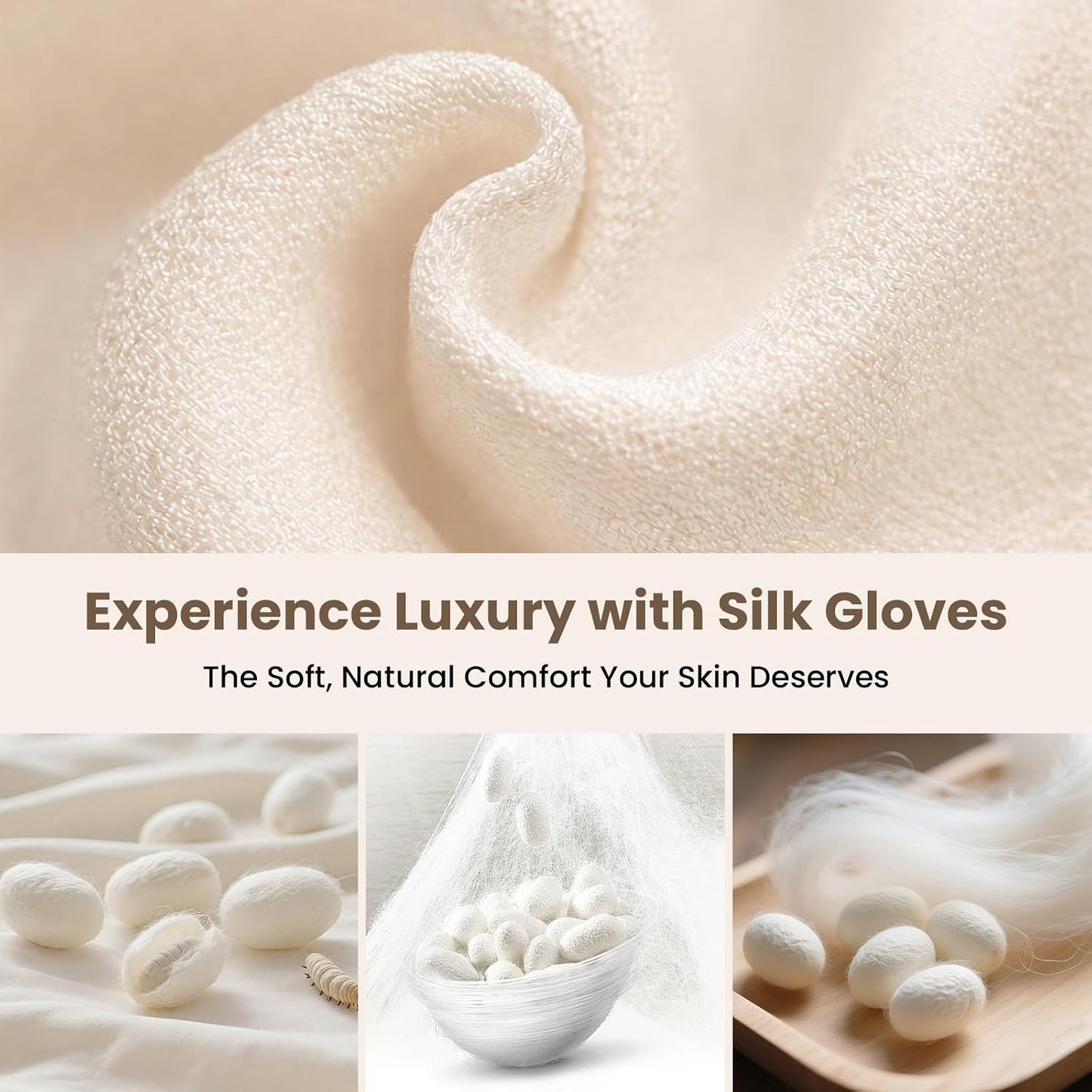 Garshana Gloves Raw Silk Massage Gloves Ayurvedic Massage Lymphatic System Glove for Hands Cellulite Dry Brushing Sleeping Exfoliating Smooth Glove for Women Body Portable