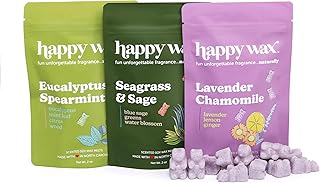 Happy Wax Spa Day Collection: Natural, Non-Toxic Scented Soy Wax Melts – Total 6oz Variety Pack: Eucalyptus Spearmint, Lavender Chamomile, Seagrass & Sage
