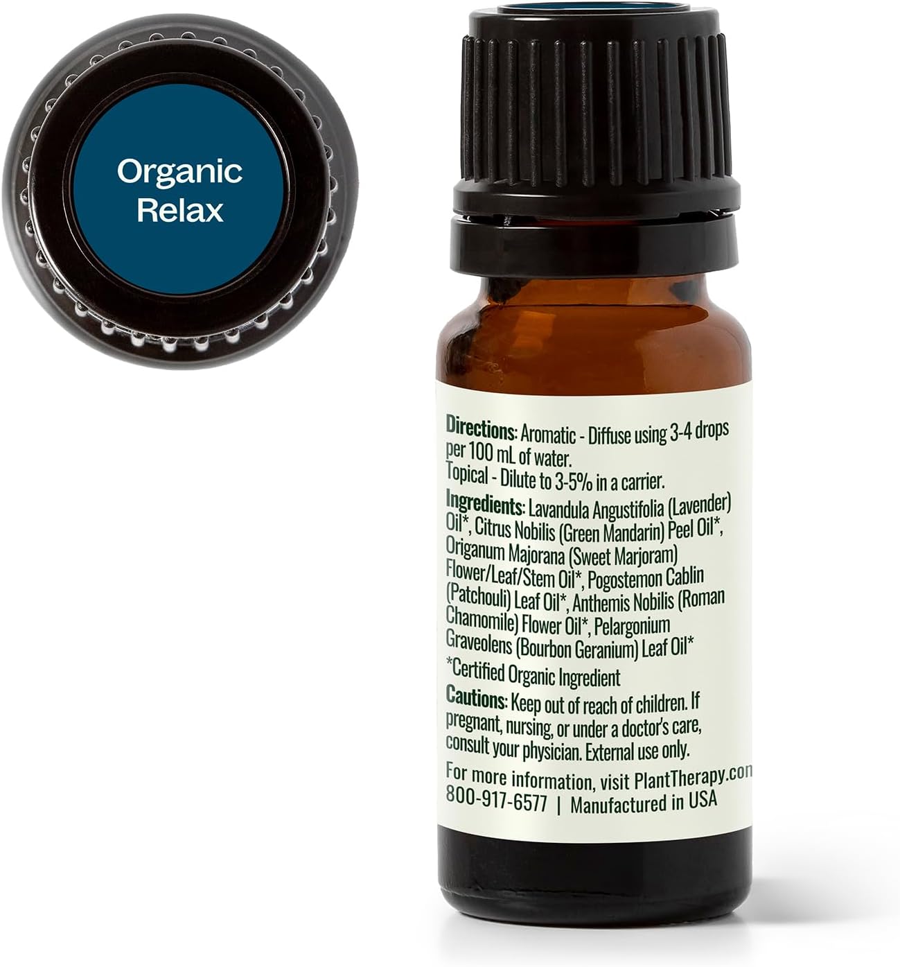 Plant Therapy Organic Relax Essential Oil Blend 100% Pure, Undiluted, Natural Aromatherapy, Therapeutic Grade 10 mL (1/3 oz)