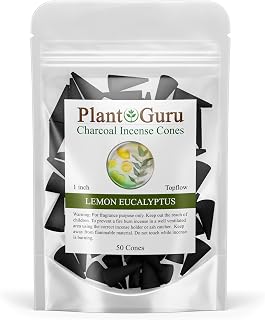 Lemon Eucalyptus Charcoal Incense Cones 1" TOPFLOW - 50 Pack - Natural Scented Cones Handmade Hand Dipped
