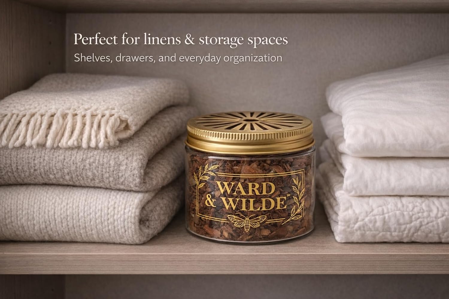 Cedar Jar Set (4 Pack) with Atlas Cedarwood Oil – Aromatic Cedar for Closets, Drawers & Wardrobes, Natural Closet Freshener for Clothes Storage