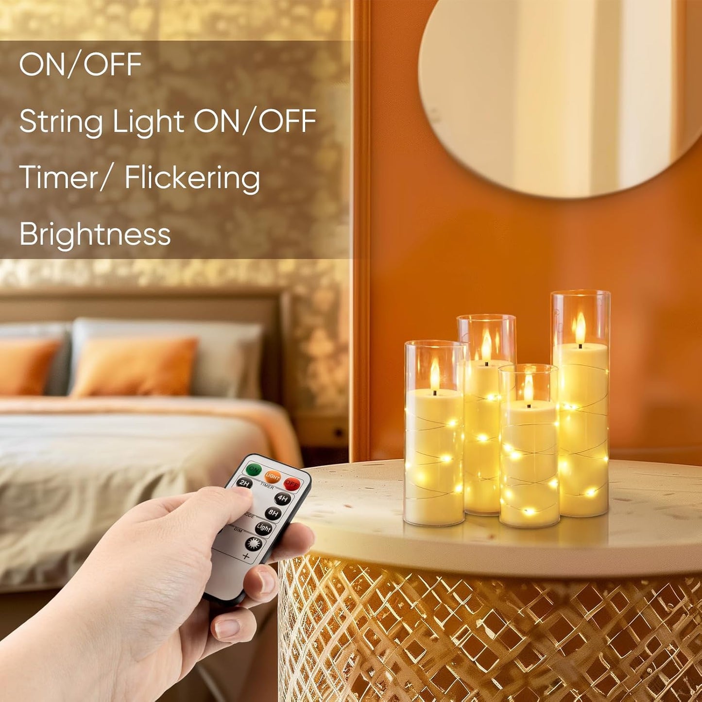 Homemory Ivory Flameless LED Candles with Remote Control & Timer, Battery Operated Star Lights, Fake Candles, Star Lights Set of 5 for Wedding Decor