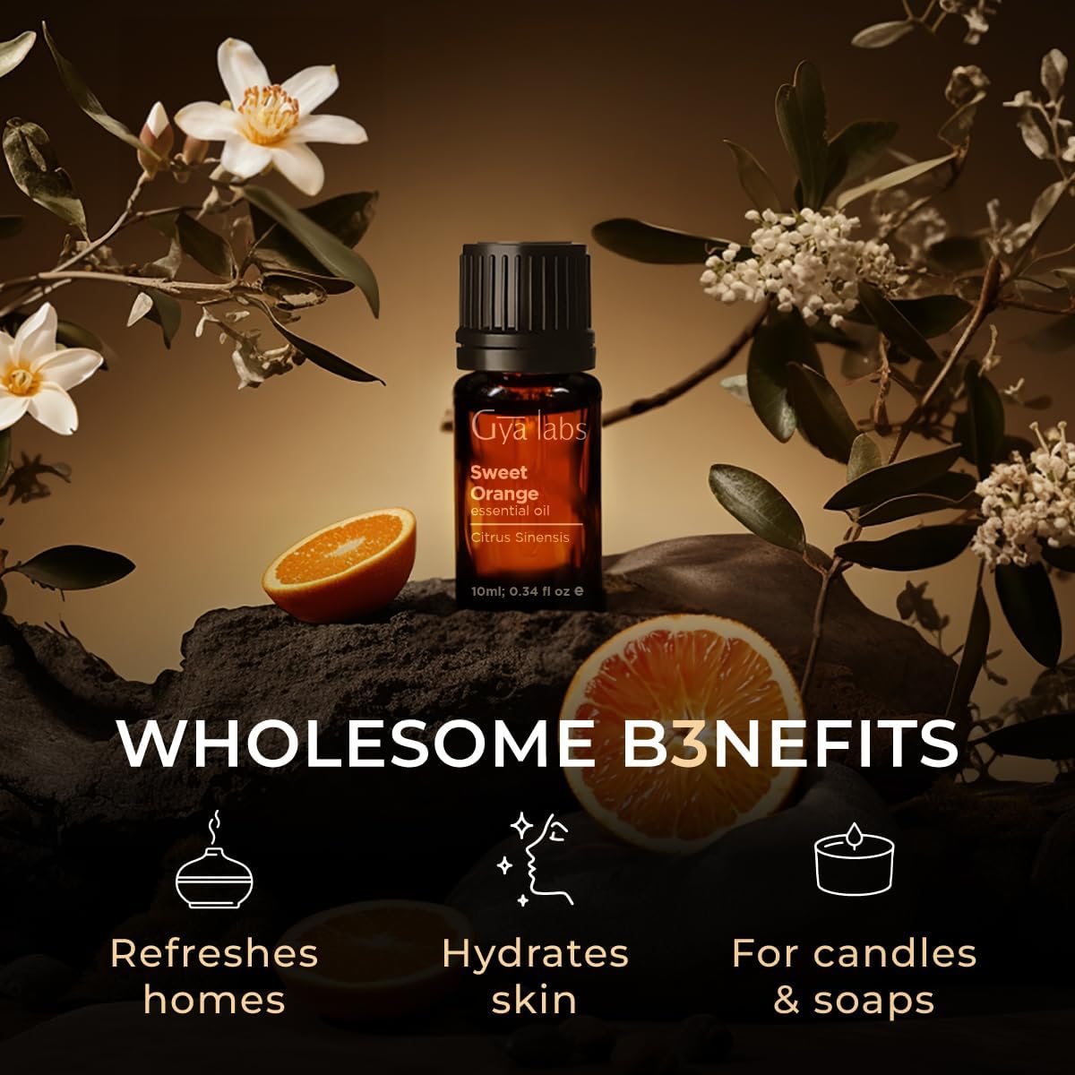 Sweet Orange Essential Oil for Diffuser & Eucalyptus Essential Oil for Diffuser Set - Aromatherapy Grade Essential Oils Set - 2x0.34 fl oz - Gya Labs