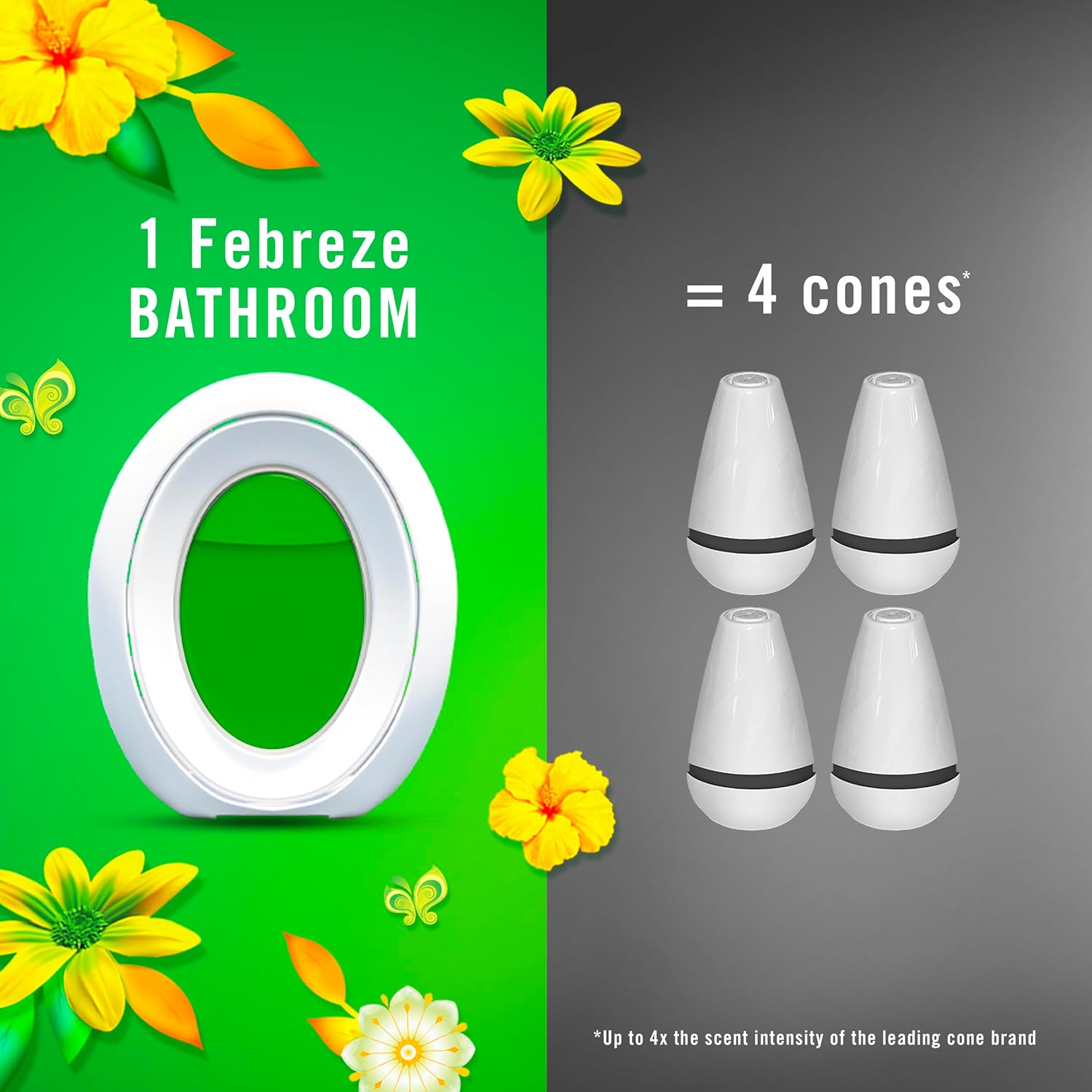 Febreze Bathroom Air Freshener, Odor-Fighting, Plug In Alternative, Air Fresheners for Small Spaces in Home, Bathroom, Kitchen, & Closet, Pet & Litter Box Odor Fighter, Gain Original Scent, 4ct