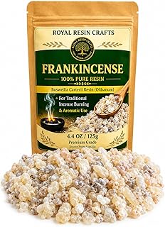 Premium Organic Frankincense Resin (Boswellia Carterii) – 125 g / 4.40 oz Wild-Harvested Olibanum – Pure Incense Resin for Aromatic Burning, Spiritual Rituals & Home Ambiance – Royal Resin Crafts