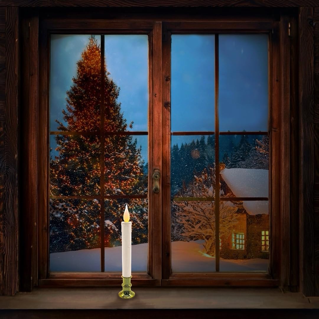 Brite Star Battery Operated 9-inch LED Candles - 1 Count Flickering Flameless Candles with Timer - Perfect for Indoor Window, Outdoor Patio Home Décor