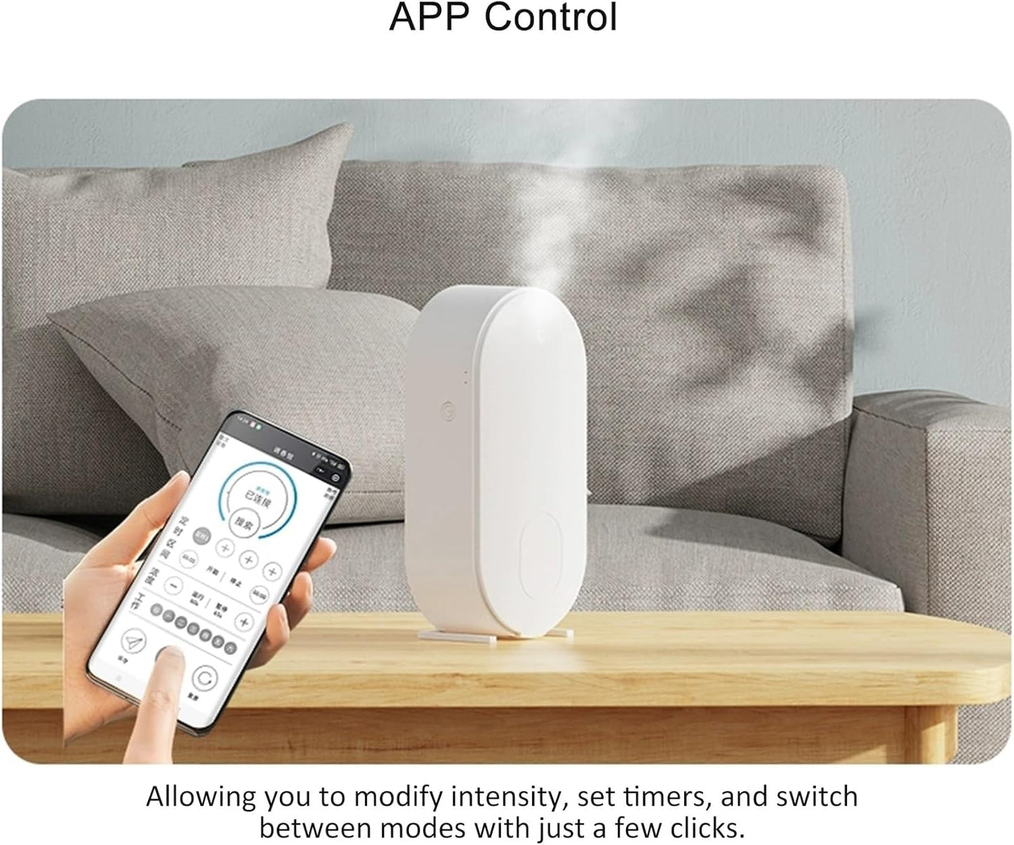Waterless Essential Oil Diffuser, Wall Mounted Scent Diffuser, Battery Powered, APP Control, 100m² Coverage, 120ml Aromatherapy Diffuser for Hotel Office Mall(White)