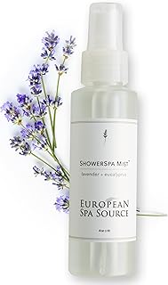 European Spa Source Lavender + Eucalyptus ShowerSpa Mist Spray for Aromatherapy, At Home Spa Experience, Sinus Congestion Relief, and Tension Relief, 4 fl oz.