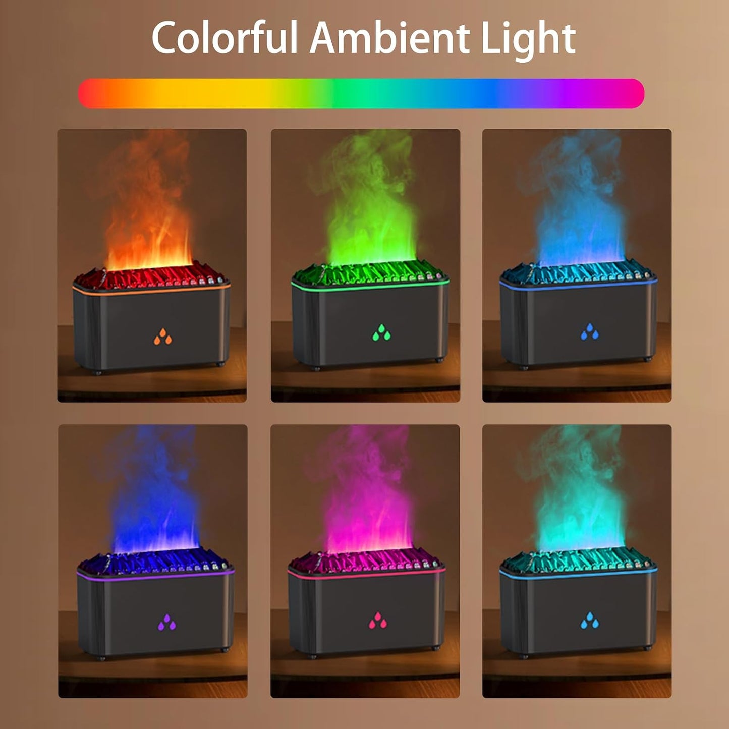 Aromatherapy Diffuser LtYioe Essential Oil Diffuser, Mini Wood-Burning Aroma Diffuser, 160 ML Ultrasonic Cool Mist Aromatherapy Humidifier，7-Colorful Light & Auto-Off, Whisper-Quiet Operation