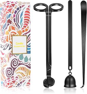 Saiveina 3 in 1 Candle Accessory Set, Candle Wick Trimmer, Wick Dipper, Candle Snuffer Extinguisher, Candle Care Kit with Gift Package for Candle Lover(Black)