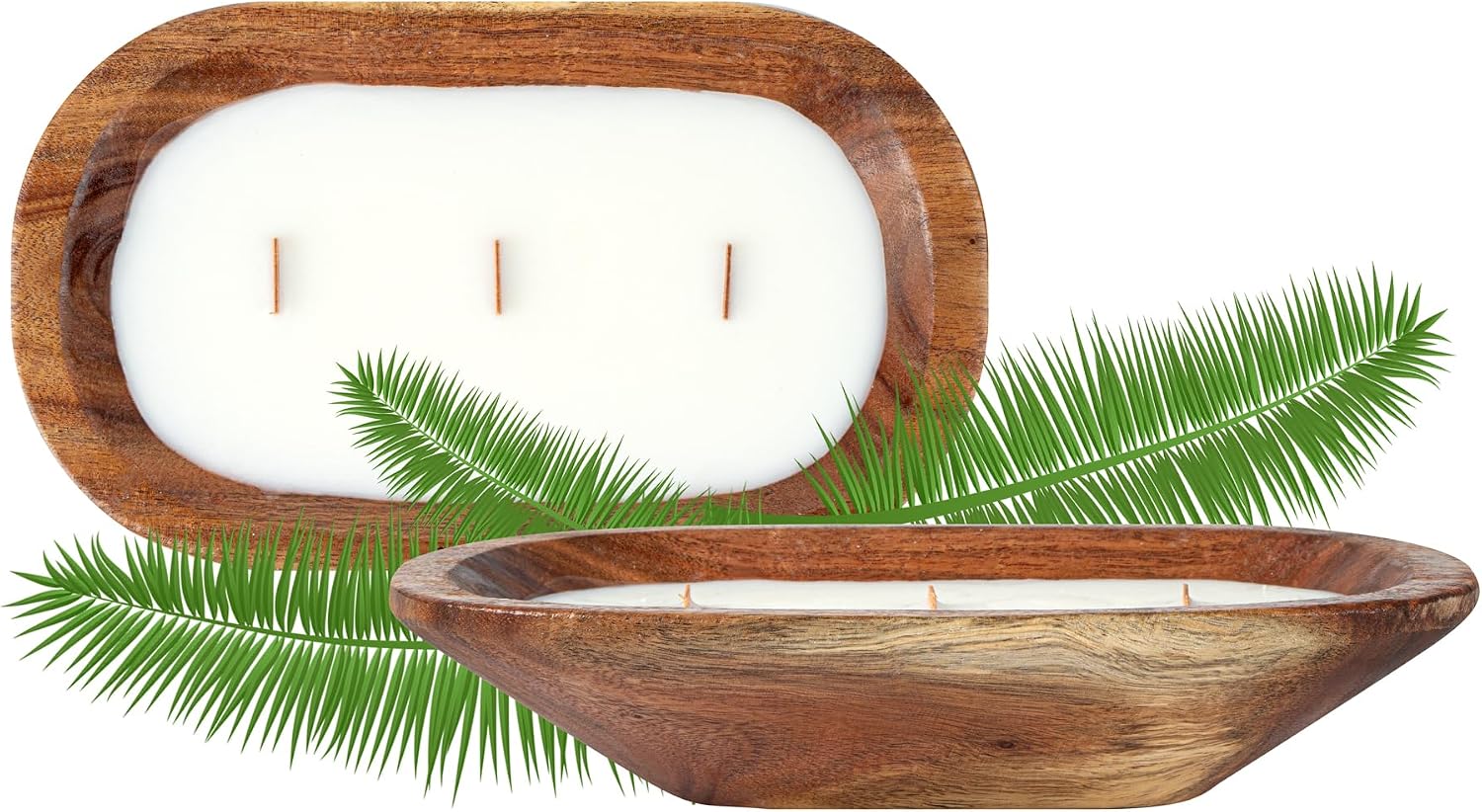 Restaurantware-Coco Casa 9.1 x 5.5 x 2 Inch Wood Dough Bowl Candle, 1 Hand Poured Bread Bowl Candle - Coconut Mango Fragrance, Double Wax Blend, Soy Wax Scented Candle, Wooden Wick