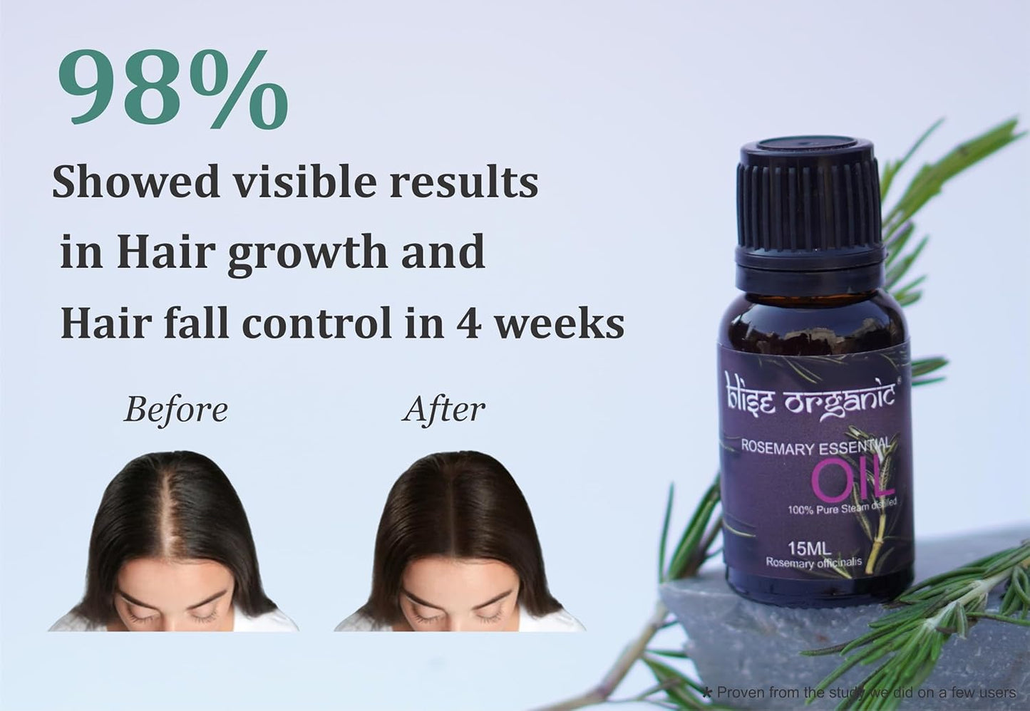 Blise organic Rosemary Essential Oil -100% Pure and Naturals for Hair Fall Control and Hair Growth, Undiluted, Natural Aromatherapy for Diffuser, Therapeutic Grade 15 mL (0.5 oz), Non GMO