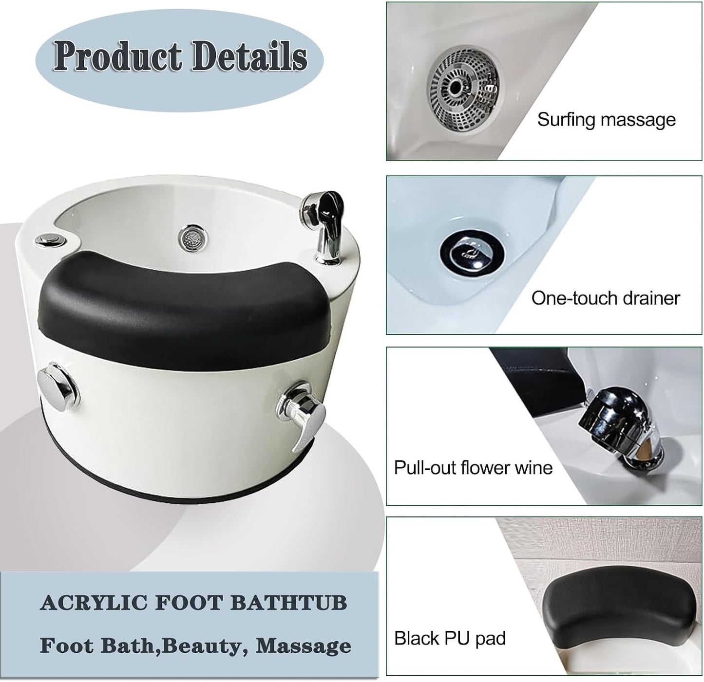 Deep Soaking Foot Spa for Cracked Heels - Professional Pedicure Bath with Heat, Bubbles & Portable Tub with LED Lights & Quick Drain - Relieves Tired Feet & Dry Skin (Ribbon)