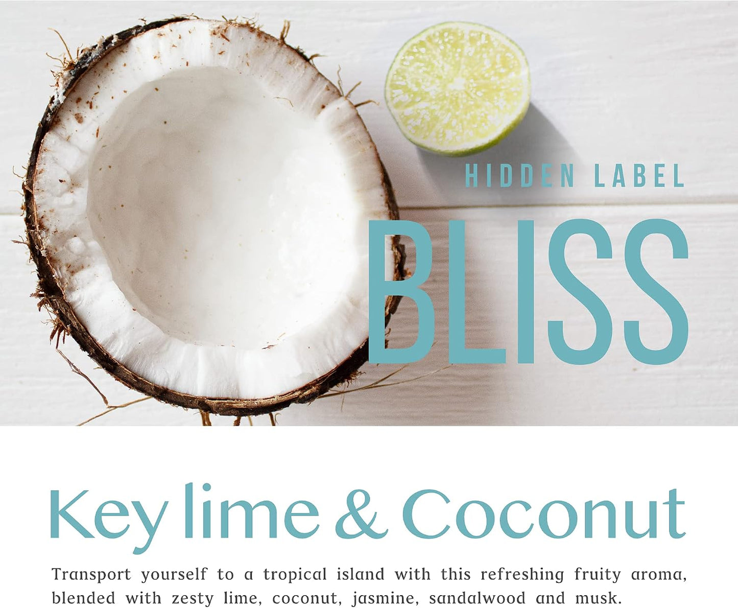 Hidden Label Scented Candles, Key Lime & Coconut Large Candle 14oz 2 Wick, Pure Blend Collection Soy Candles for Home, Gifts for Women
