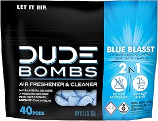 DUDE Wipes DUDE Bombs Toilet Stank Eliminator - 2-in-1 Air Freshener and Toilet Bowl Cleaner - 1 Pack (40 Pods) - Deodorizing Blend of Lavender, Cedar, Lime, and Eucalyptus
