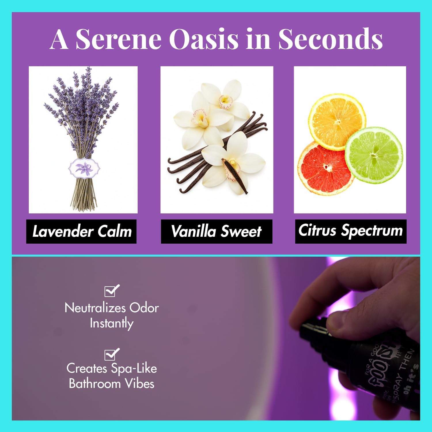 Pooshoo Lavender Vanilla Before You Go Toilet Spray - Bathroom Odor Eliminator Traps Odors & Leaves A Fresh, Soothing Fragrance - Poop Spray for Home & Travel - 2oz