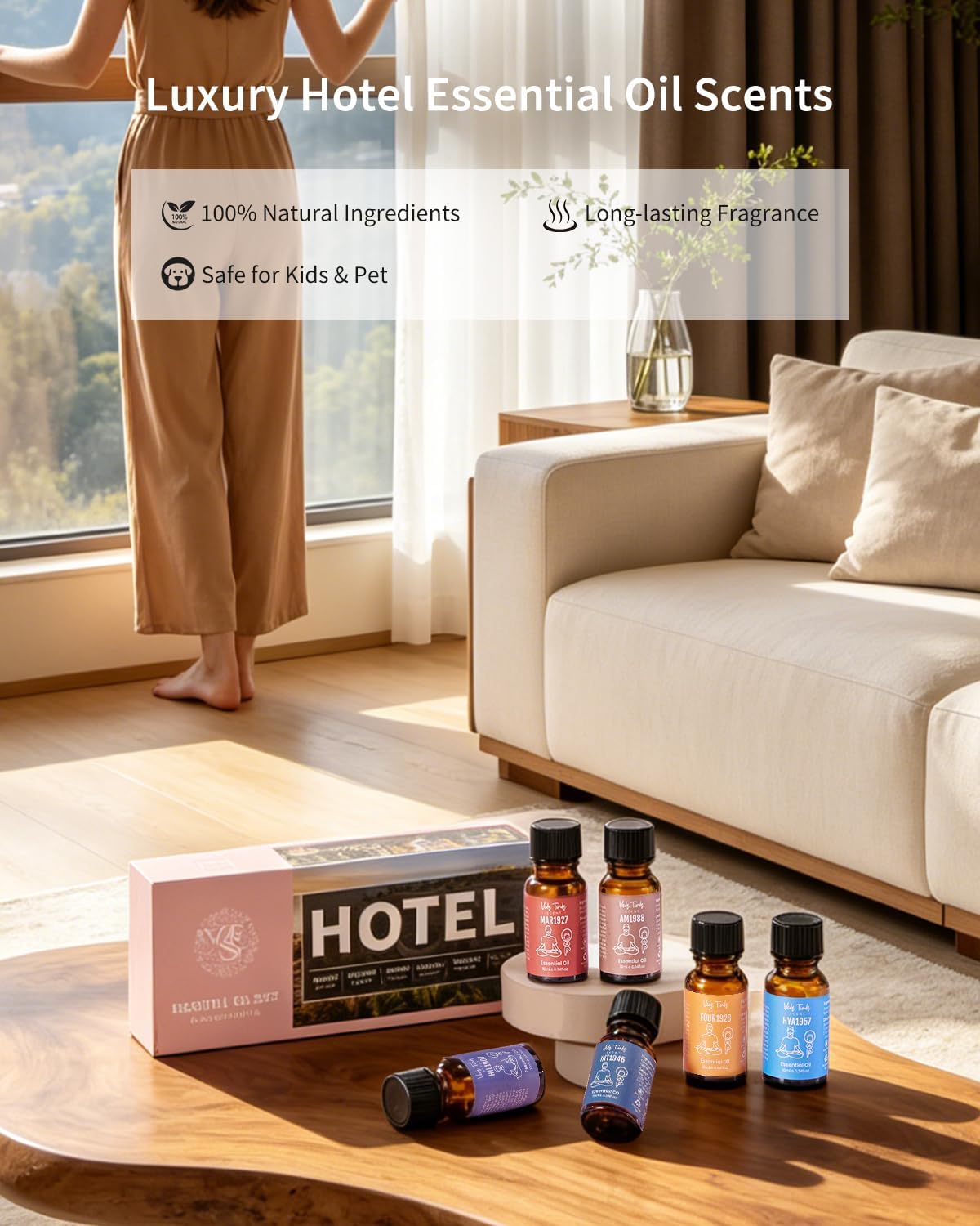 Hotel Scent Diffuser Oil Set, Luxury Hotel Fragrance Oils Collection, VEDA TINDA SCENT Waterless Diffuser Refills, Premium Aromatherapy Essential Oil Air Freshener for Home