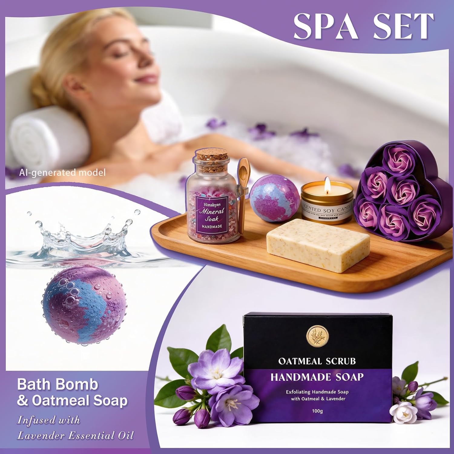 Gift Baskets for Women, Birthday Gifts for Women,Self Care, Mother‘s Day Gift,Care Package,Get Well ,Spa Gifts Ideas for women, Friend,sister,Mom,Purple (10, classic, Aurora Dark Purple)