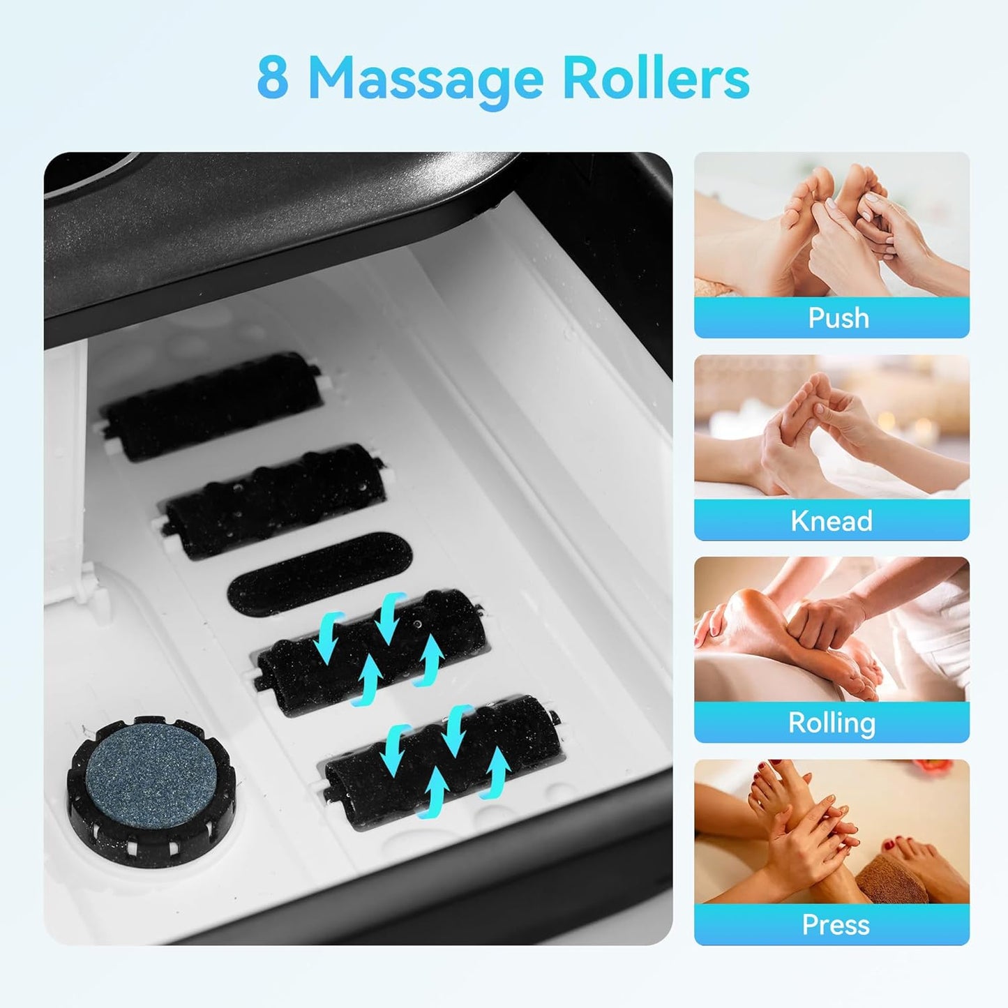 CuPiLo Foot Spa Bath Massager with Heat, Collapsible Foot Massager Spa Soaking Tub with Bubbles, Pumice Stone, and Shiatsu Massage Rollers, Pedicure Foot Spa for Relaxation, Gifts