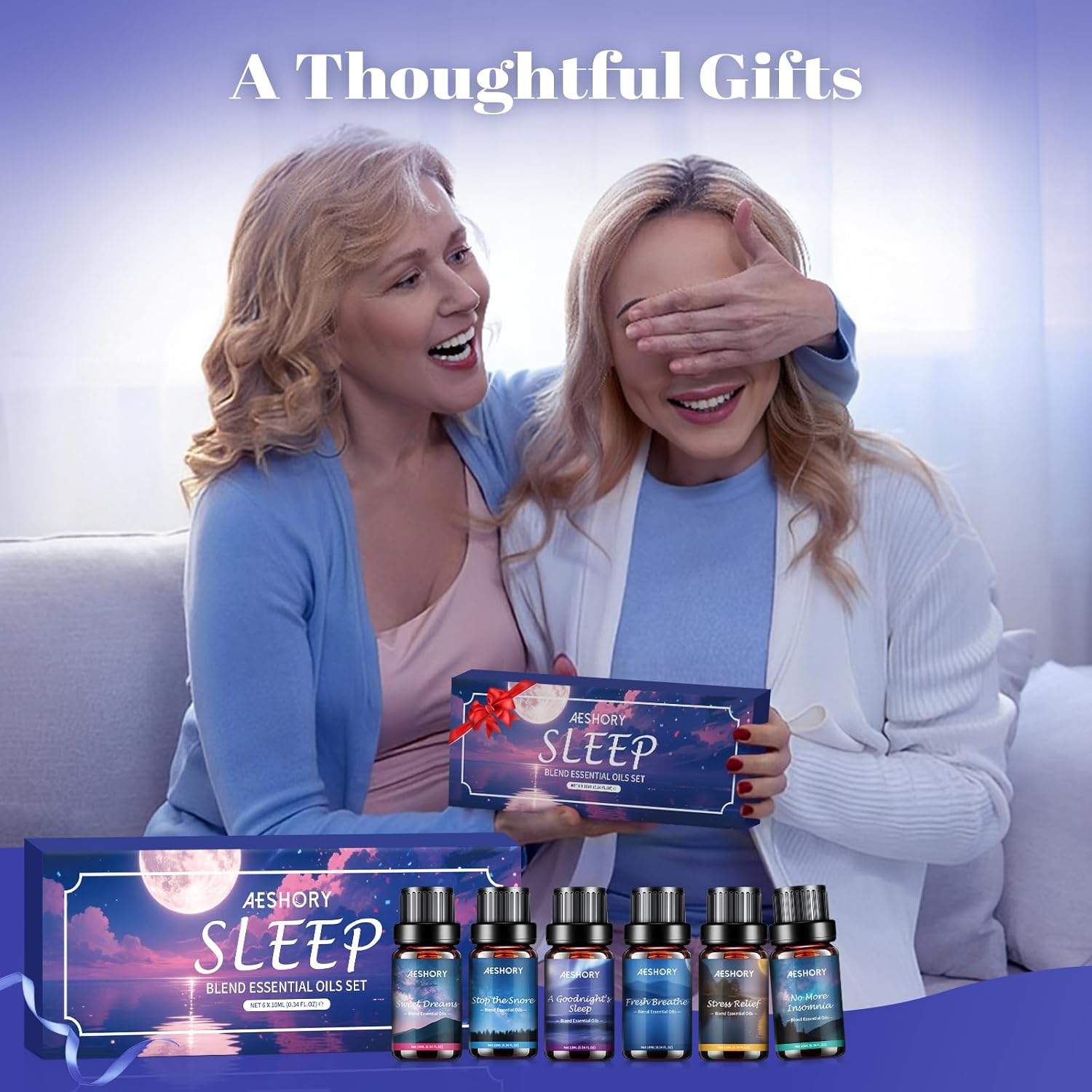 Sleep Essential Oils Set, Natural Essential Oil for Diffusers for Home,6 x 10ml Fragrance Oil Scented Oils, Deep Sleep, Stress Relief, Sweet Dreams, Fresh Breathe,Relaxation Gift for Women and Men