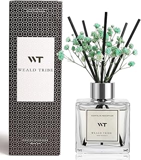 WEALD TRIBE Flower Reed Diffuser Set Lemongrass Scent for Bathroom Air Fresheners Accessories, Oil Diffuser Stick | 5.1 fl oz Home Fragrance with Sticks Defusers | House Bedroom Office Shelf Decor