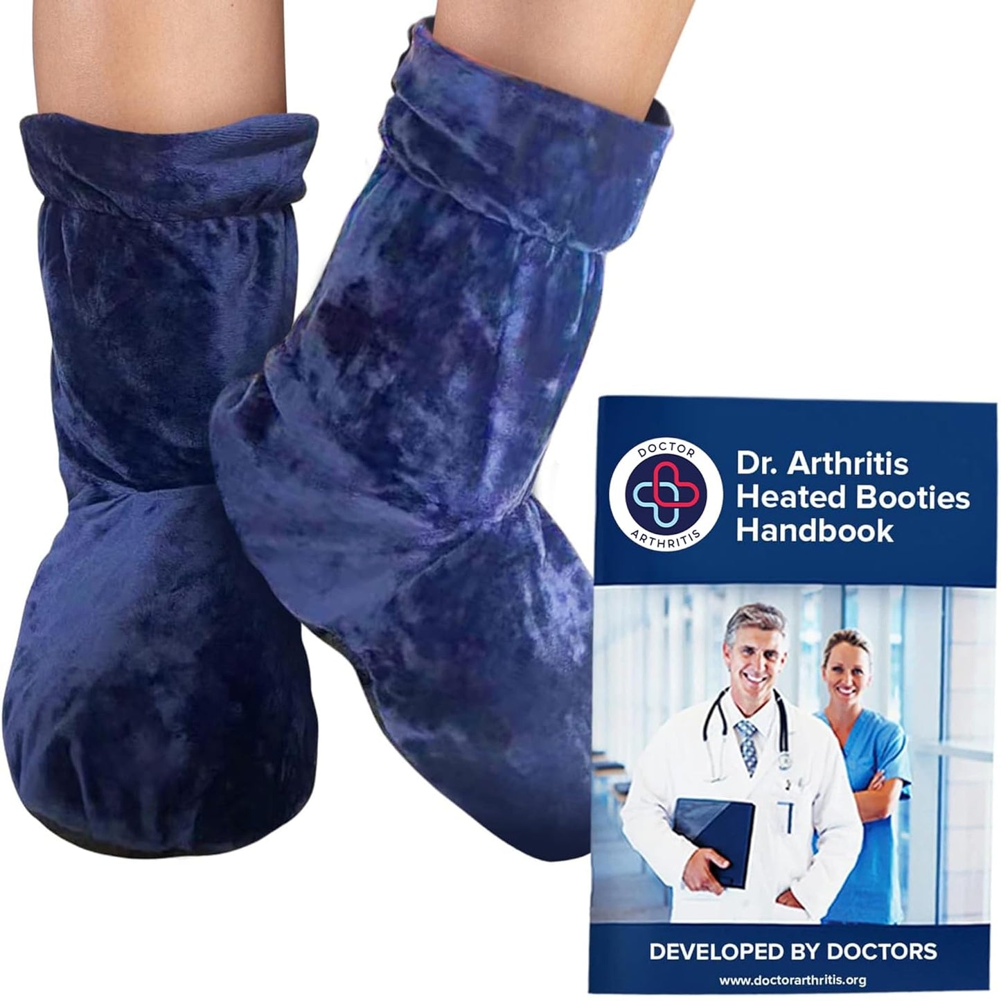 Dr. Arthritis Doctor Developed Heated Booties Foot Warmers for Women Men,Feet Foot Warmer Booties and Handbook Ankle & Feet Warmers (Blue)