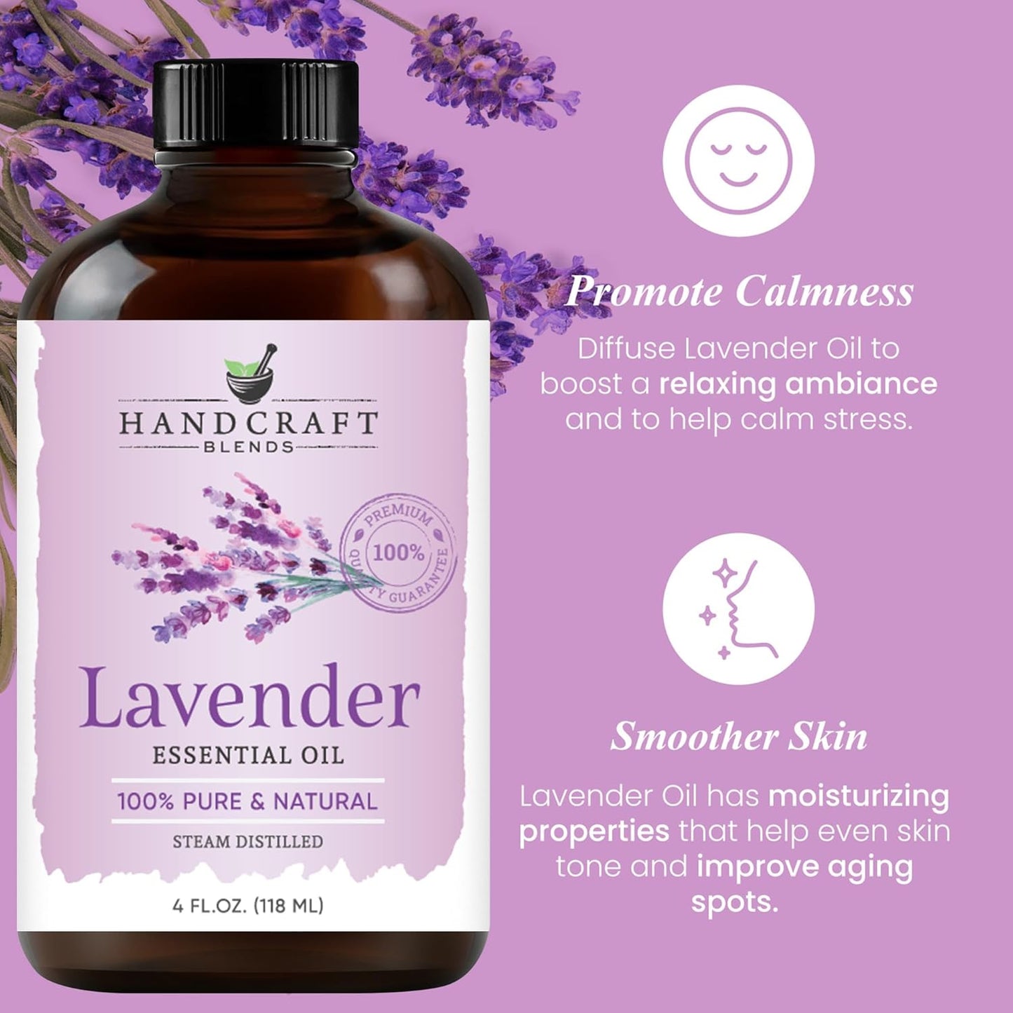 Handcraft Blends Floral & Fresh Set: Lavender and Lemongrass Essential Oils – (2 x 4 Fl Oz) – 100% Pure & Natural – for Diffuser, Aromatherapy, and DIY Projects