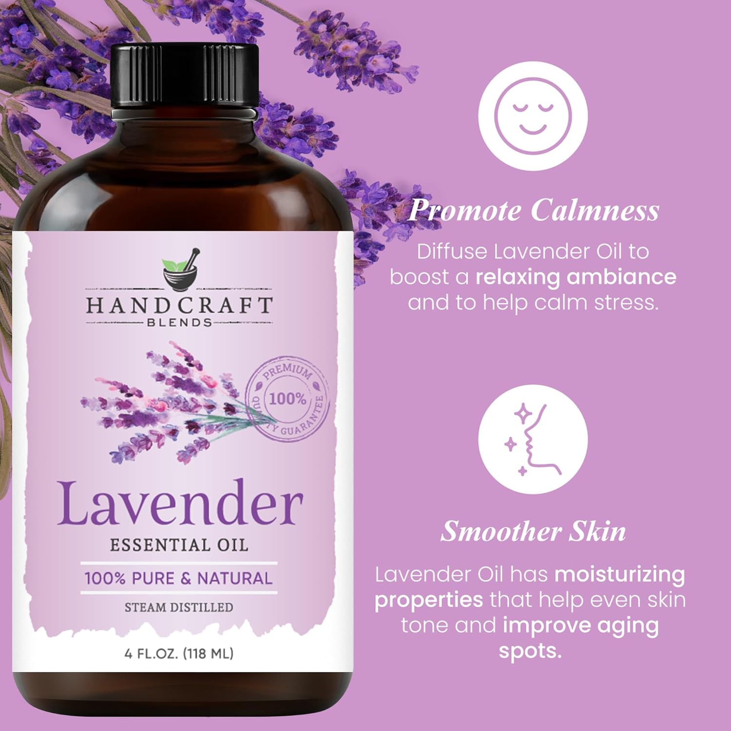 Handcraft Blends Floral & Fresh Set: Lavender and Lemongrass Essential Oils – (2 x 4 Fl Oz) – 100% Pure & Natural – for Diffuser, Aromatherapy, and DIY Projects
