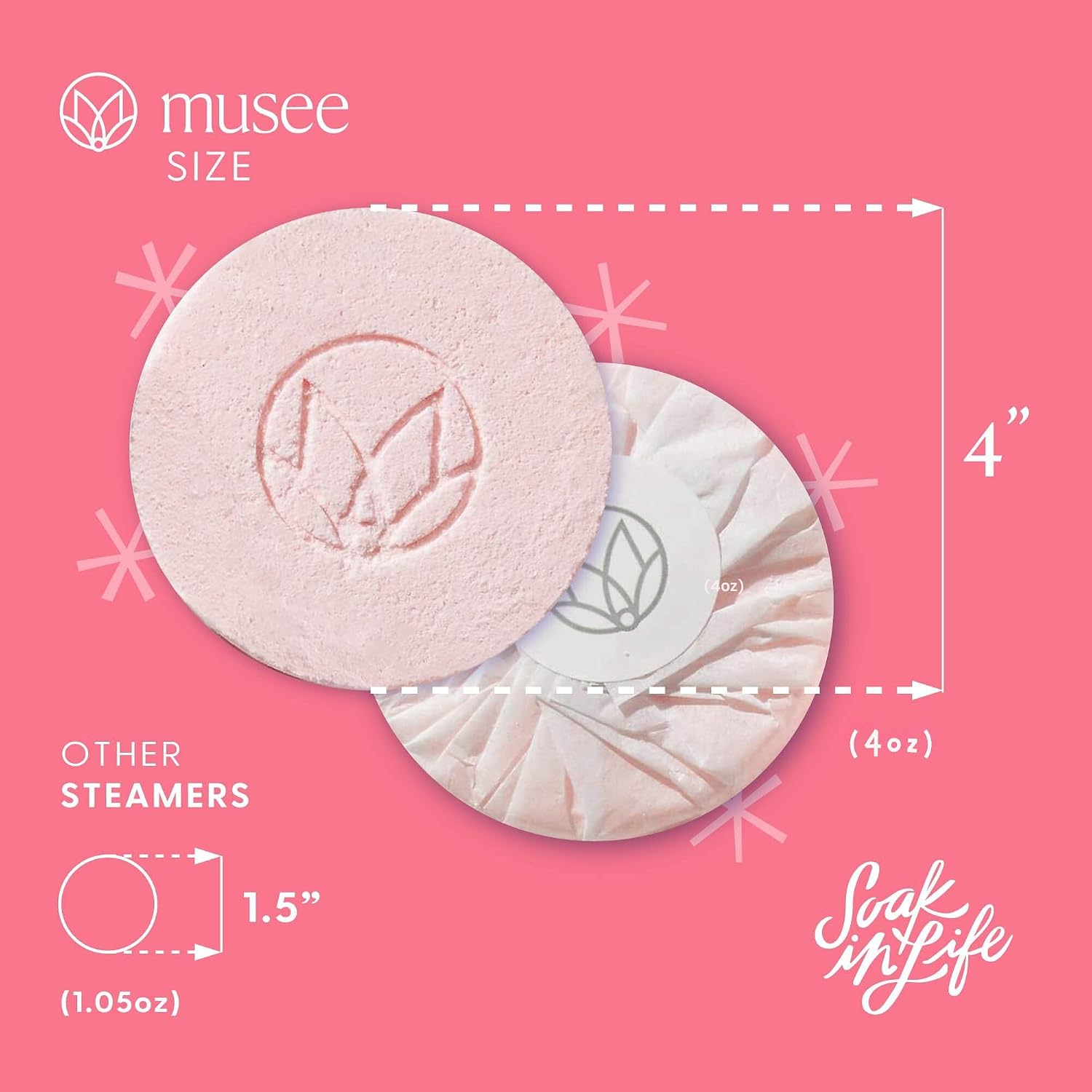 Musee Shower Steamers, Peppermint and Rosemary, Aromatherapy Gift Set for Women, Handmade in USA, Paraben-Free & Sulfate-Free, Unique Christmas Gifts for Women, 4-Piece Set