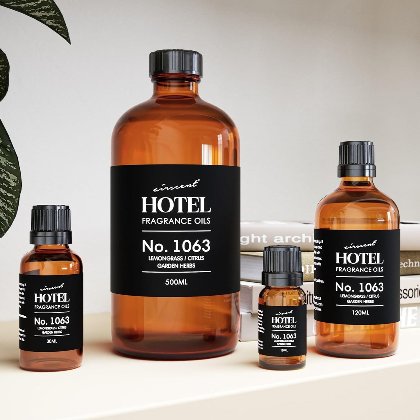 AirScent Hotel Diffuser Oil No. 1063 - Lemongrass Citrus Garden Herbs - Premium Fragrance Oil for Ultrasonic and Waterless Diffusers and Crafting - 10 mL, 0.34 fl oz Glass Dropper Bottle