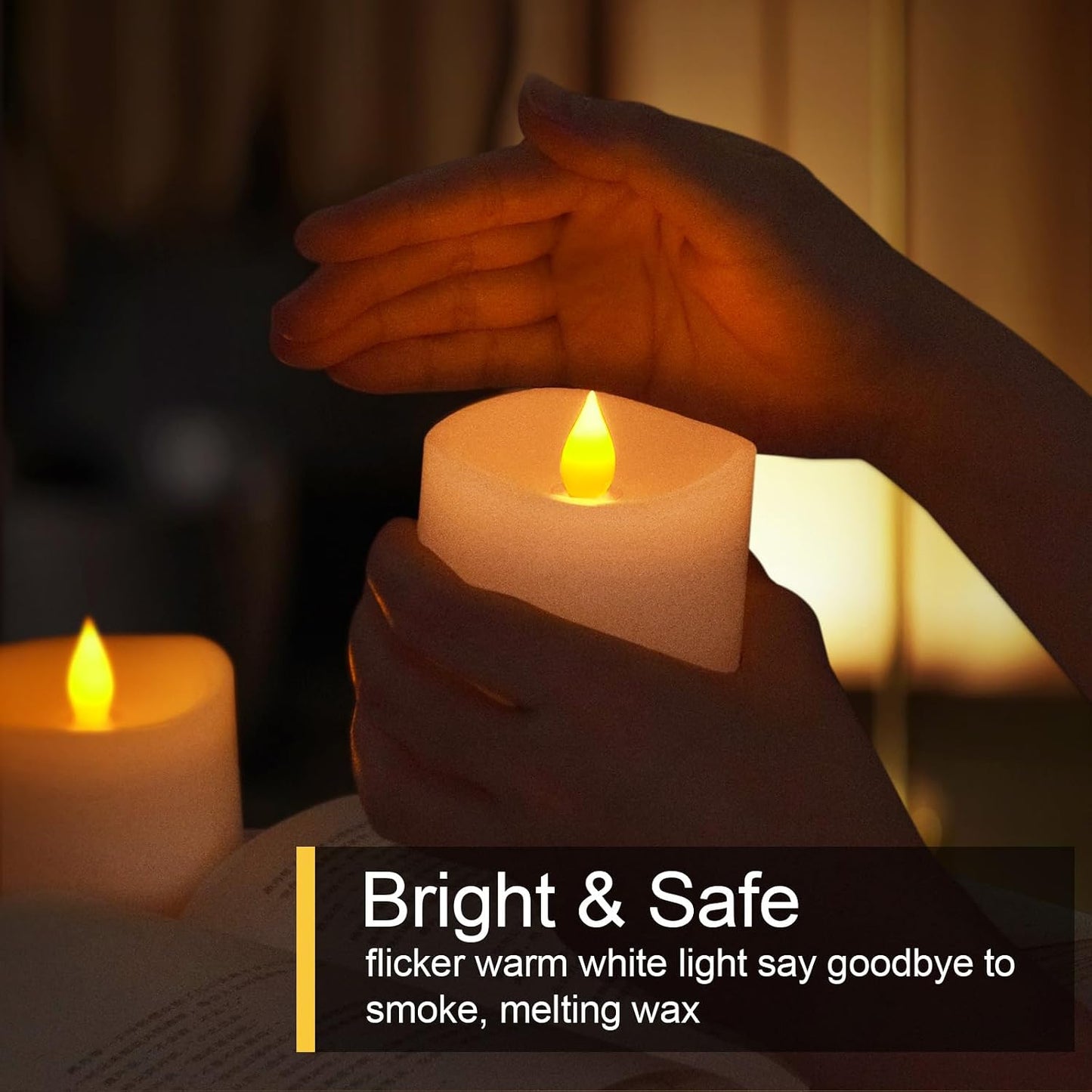 3x3 Flameless Candles with Remote Set of 1, 3 inch Battery Candles Flickering with Timer, LED Pillar Candle for Indoor/Outdoor, White