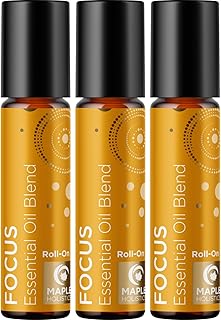 Focus Essential Oil Roll On - Aromatherapy Essential Oil Roller with Invigorating Pure Citrus and Mint Oils - Attention and Focus Essential Oil Blend with Eucalyptus Peppermint & Grapefruit (3 Pack)