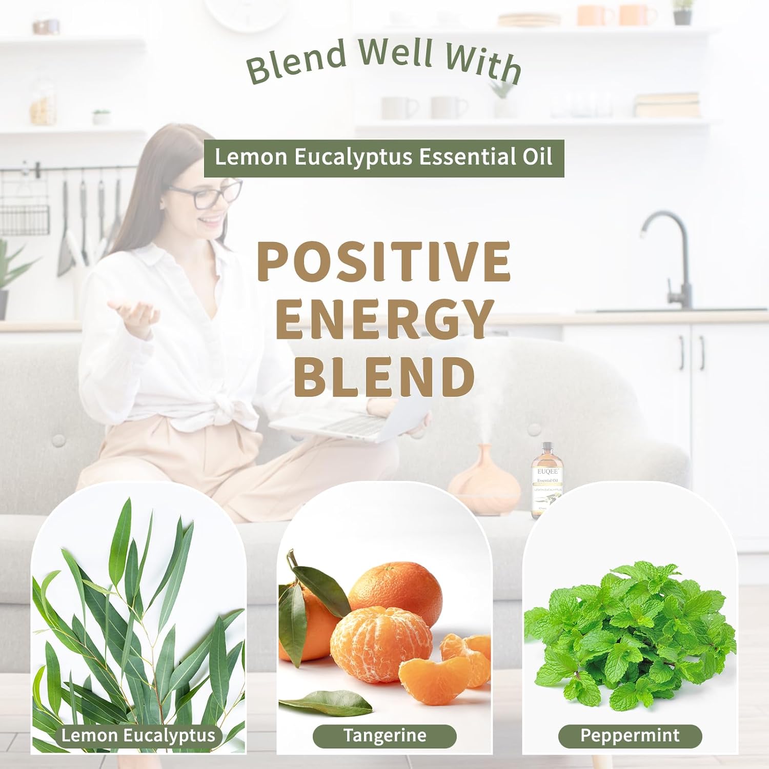 EUQEE Lemon Eucalyptus Essential Oil Pure Lemon Eucalyptus Oil, Large Capacity Essential Oil with Glass Dropper for Diffuser, Candle Making - 118ml / 4 Fl.Oz