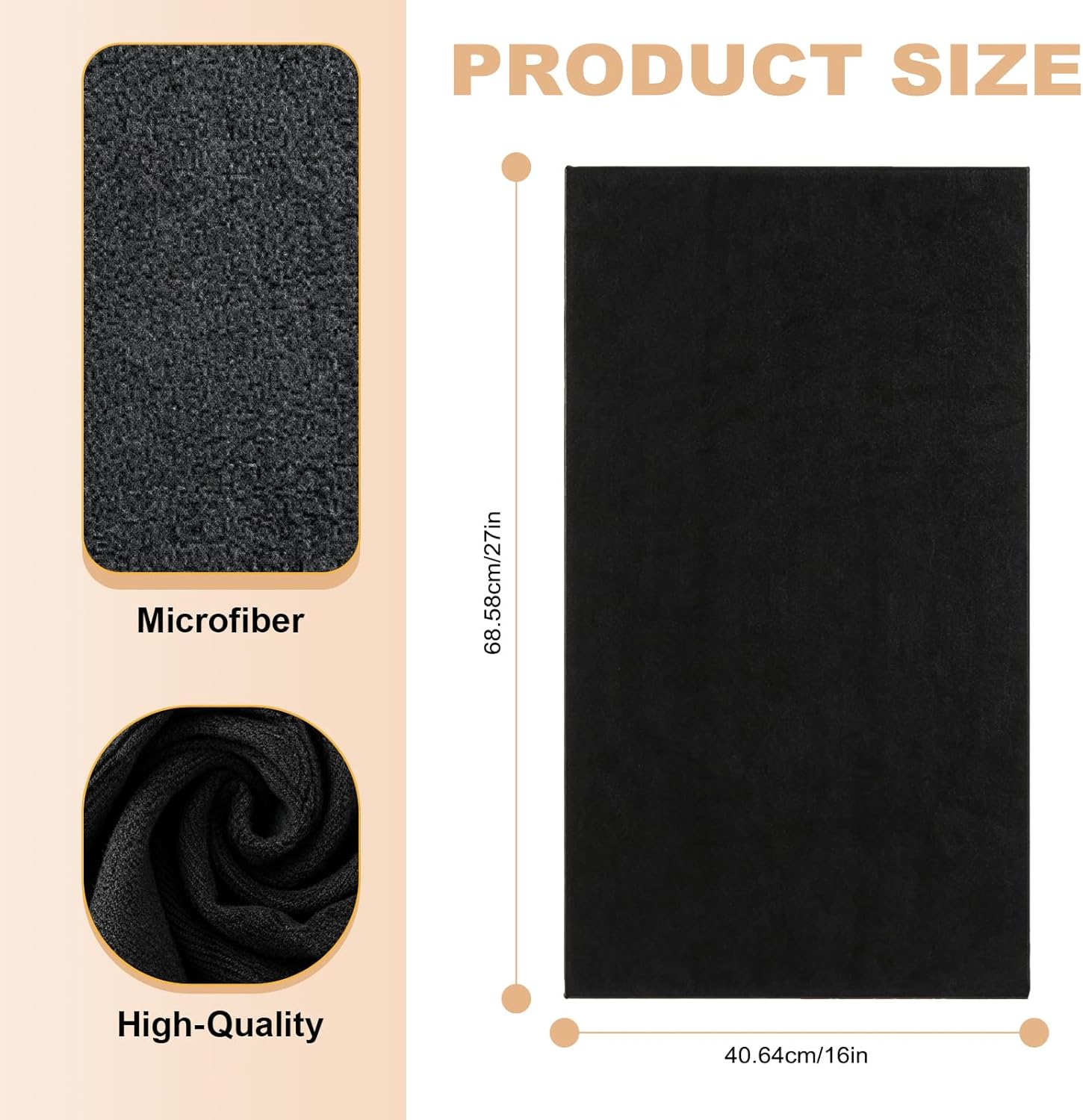 Puomue 6 Pack Black Salon Towels, Super Soft and Absorbent Microfiber Hair Towel for Salon, Bath, Spa, Pool and Home, 27 inch X 16 inch, Black