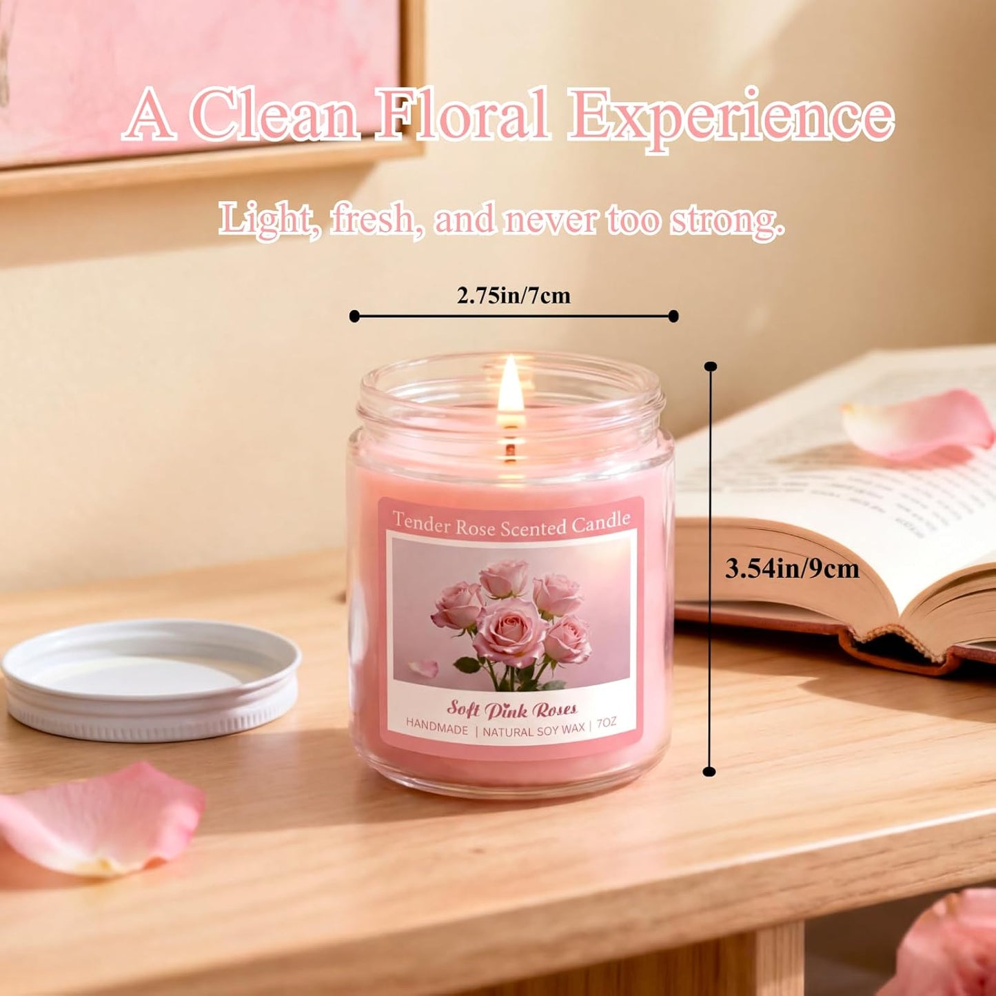 Homsolver Tender Rose Scented Candles, Natural Soy Candle Valentines Mothers Day Gift for Her Mom Wife Girlfriend, Anniversary Birthday Gifts for Women, Novelty Jar Candle with 50+ Hours of Burn