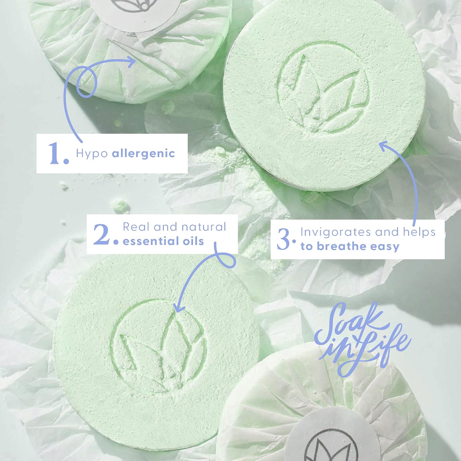 Musee Shower Steamers, Peppermint and Rosemary, Aromatherapy Gift Set for Women, Handmade in USA, Paraben-Free & Sulfate-Free, Unique Christmas Gifts for Women, 4-Piece Set