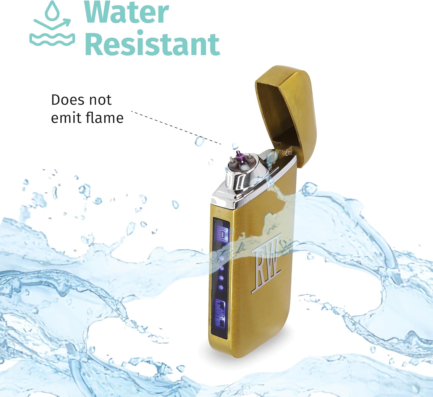 Custom Electric Lighter, USB Rechargeable Candle Lighter, Reusable Electric Lighter with Charger for Indoor and Outdoor, Camping Essential for Men and Women, Engravable Designs (Gold)