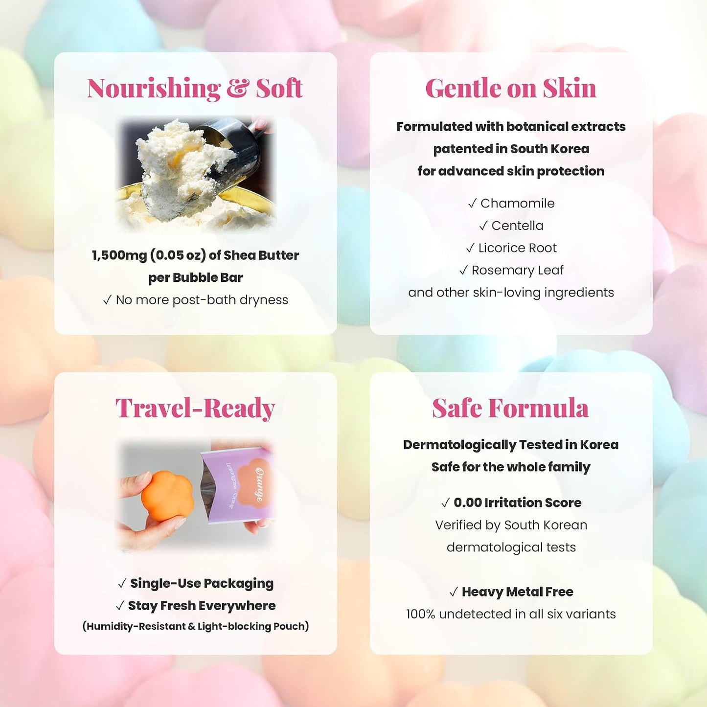 Bubble Bar 10 Pack Set - Moisturizing with 1,500mg Shea Butter, 6 Signature Scents, Gentle Formula for Sensitive Skin, Individually Sealed, Includes Foaming Net, Net Wt. 10.5 oz