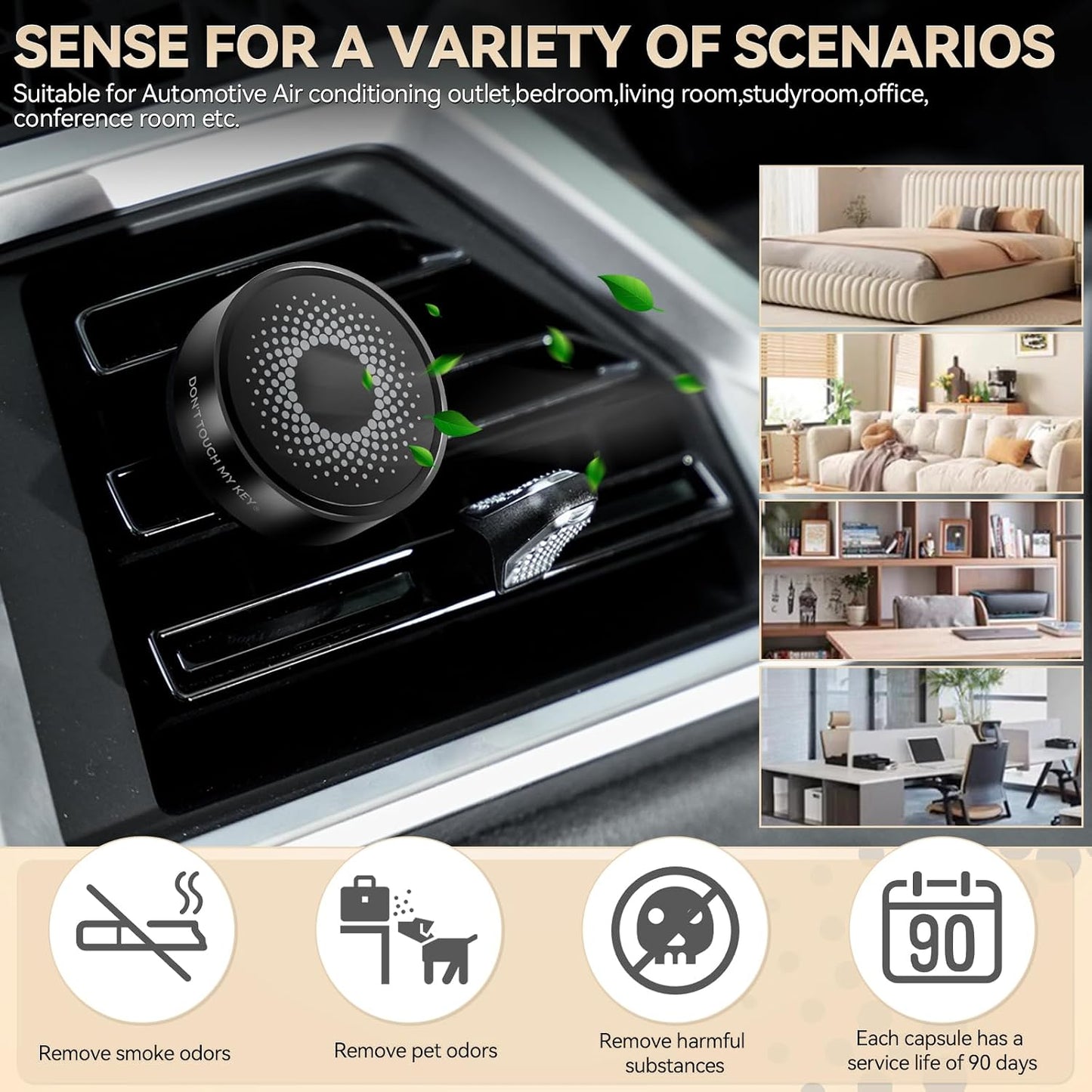 Car Diffuser Air Freshener Vent Clip Aluminum Aroma Diffuser Long Lasting Scent Odor Eliminator Pleasant New Car Smell Scent with 2 Refill Pads Ocean Tea Perfume for Men Women(Dense Forest Green)
