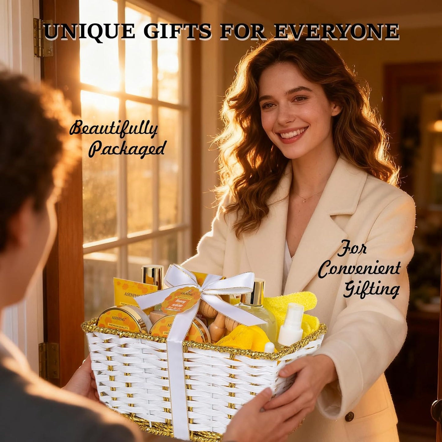 17-Piece Mothers Day Gifts for Women & Men, Almond Luxury Spa Gift Set Bath and Body Gift Basket Set Care Kit Face Skin Care Set, Bath & Body Care Set, Christmas, Valentines, Birthday, Anniversary
