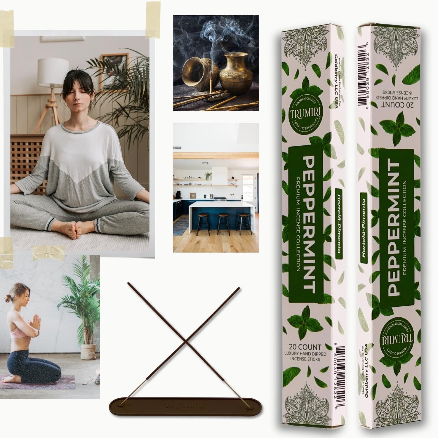 Peppermint Incense Sticks - Total 40 Insence-Sticks - Dual Pack of 20 Insense - Inciensos - Inscents - Natural Non Toxic Ingredients - Incents - Incence - Inscense - Insents