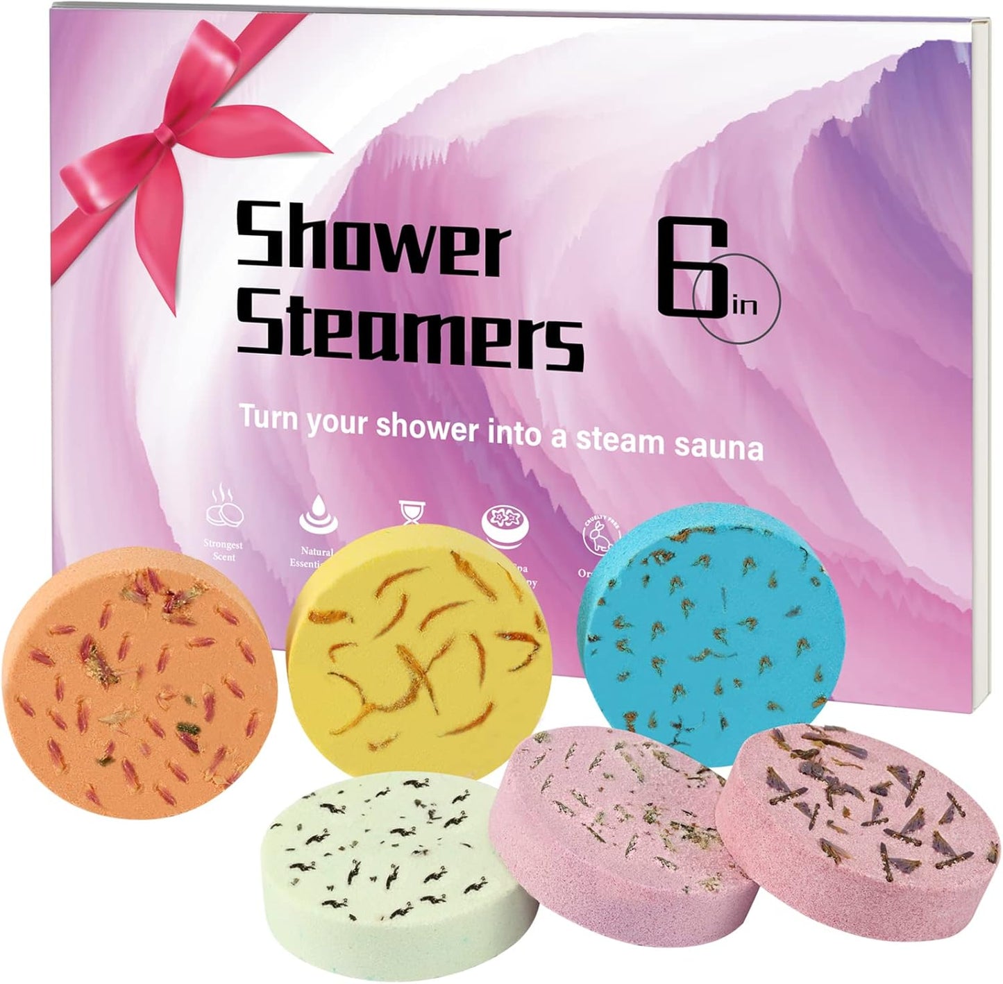 Shower Steamers Aromatherapy Shower Bombs Christmas Self Care Relaxation Gifts for Women and Men Includes Eucalyptus for Shower -XL 6packs