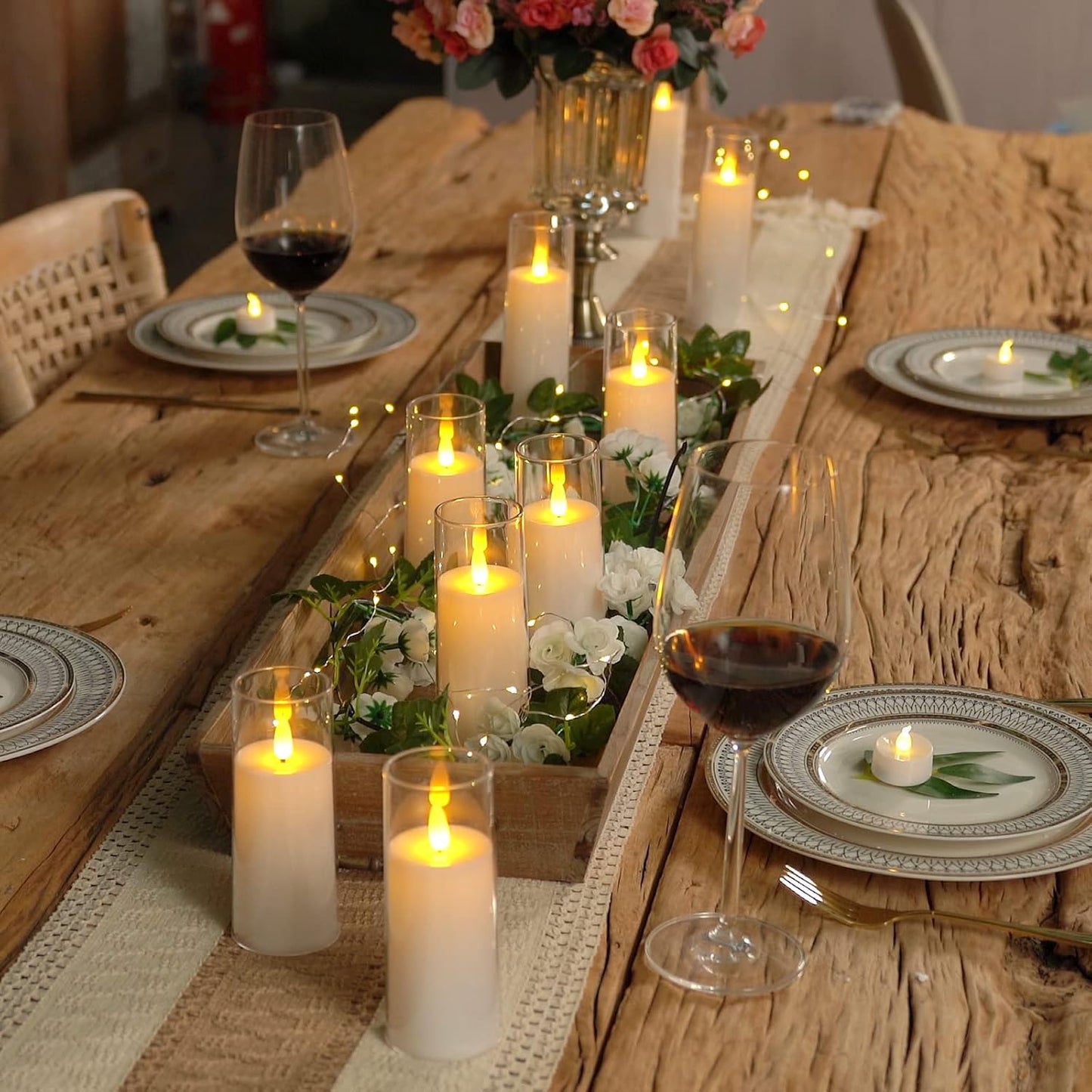 Homemory Pure White Acrylic Flameless Candles, LED Candles, Battery Operated Candles with Remote Control and Timer, Fake Electric Candle, Wedding, Home Decor, Set of 9