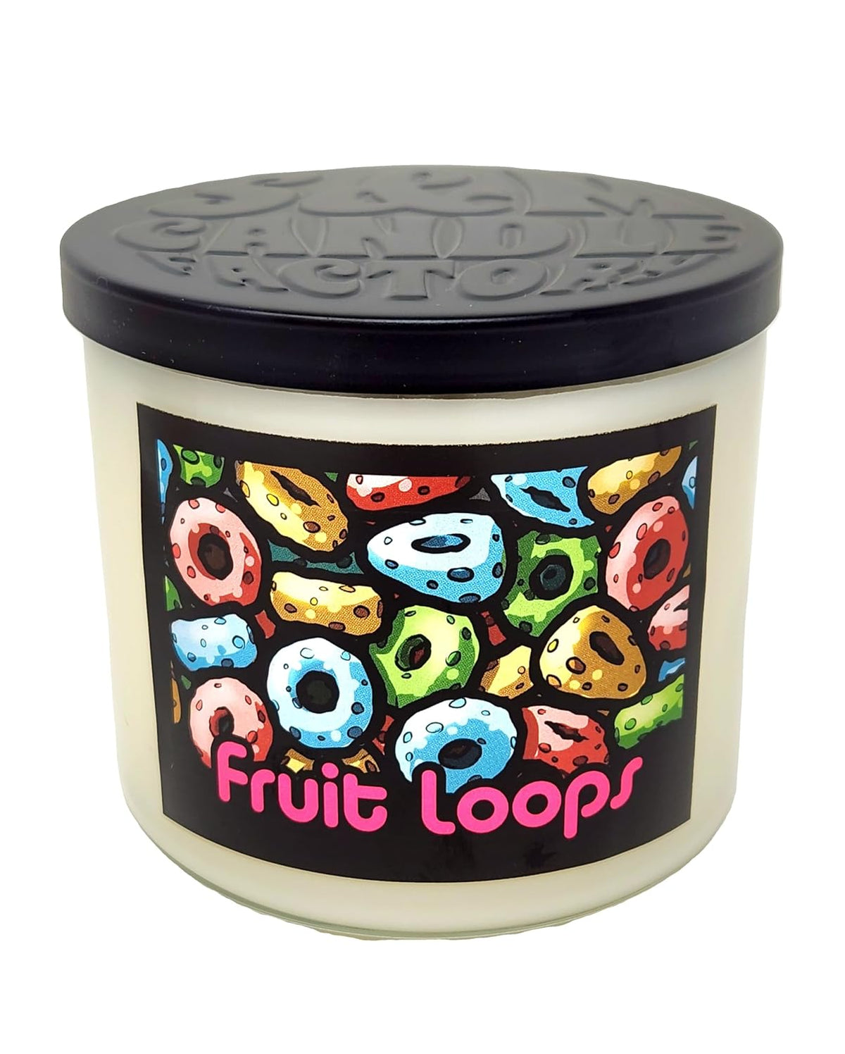 Fruit Loops Candle ~ Premium Coconut & Soy Wax Blend ~ Large Highly Scented 14.5 Ounce 3 Wick Candle and Metal Lid